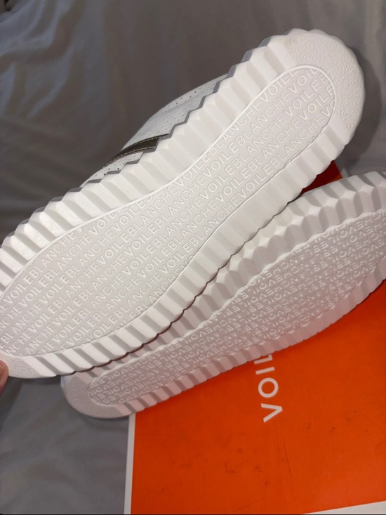 NWT VOILE BLANCHE INES Mesh 2 Leather And Suede Sneakers White-Platinum - Picture 15 of 16